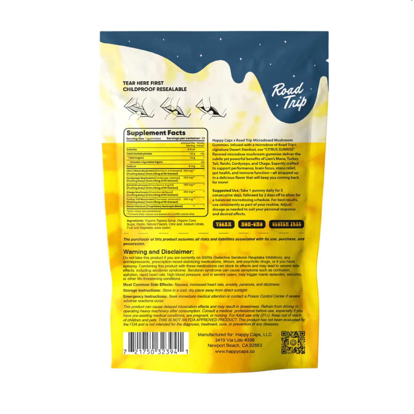 Happy Caps Microdosed Mushroom Gummies - Citrus Sunrise