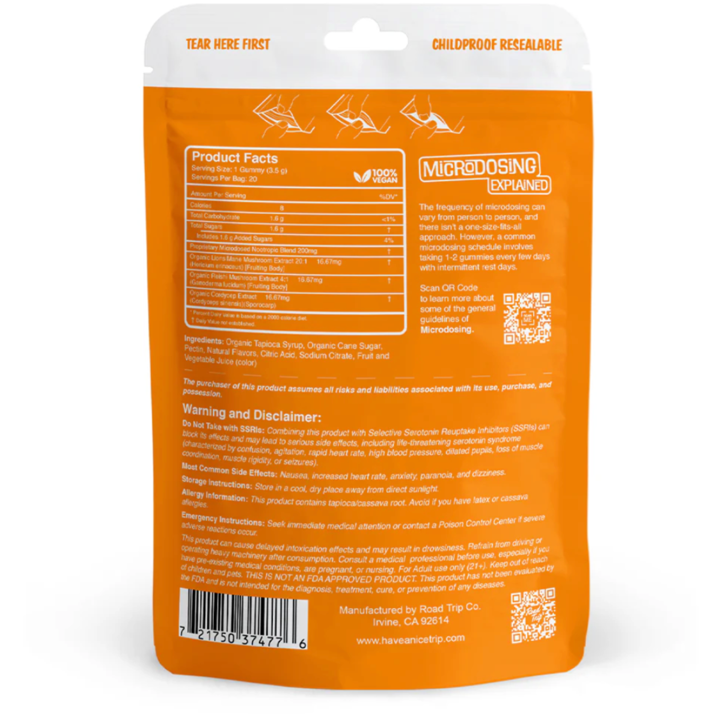 Road Trip Microdosed Mushroom Gummies - Orange